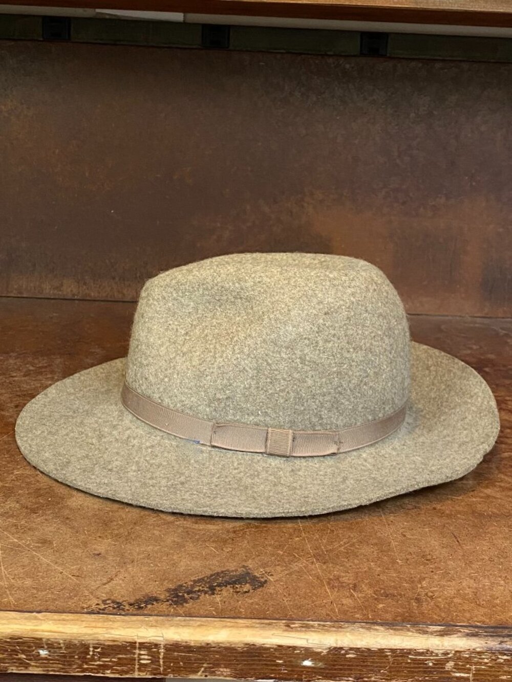 1980s Banana Republic Mill Valley California Safari Fedora Hat Wool Felt